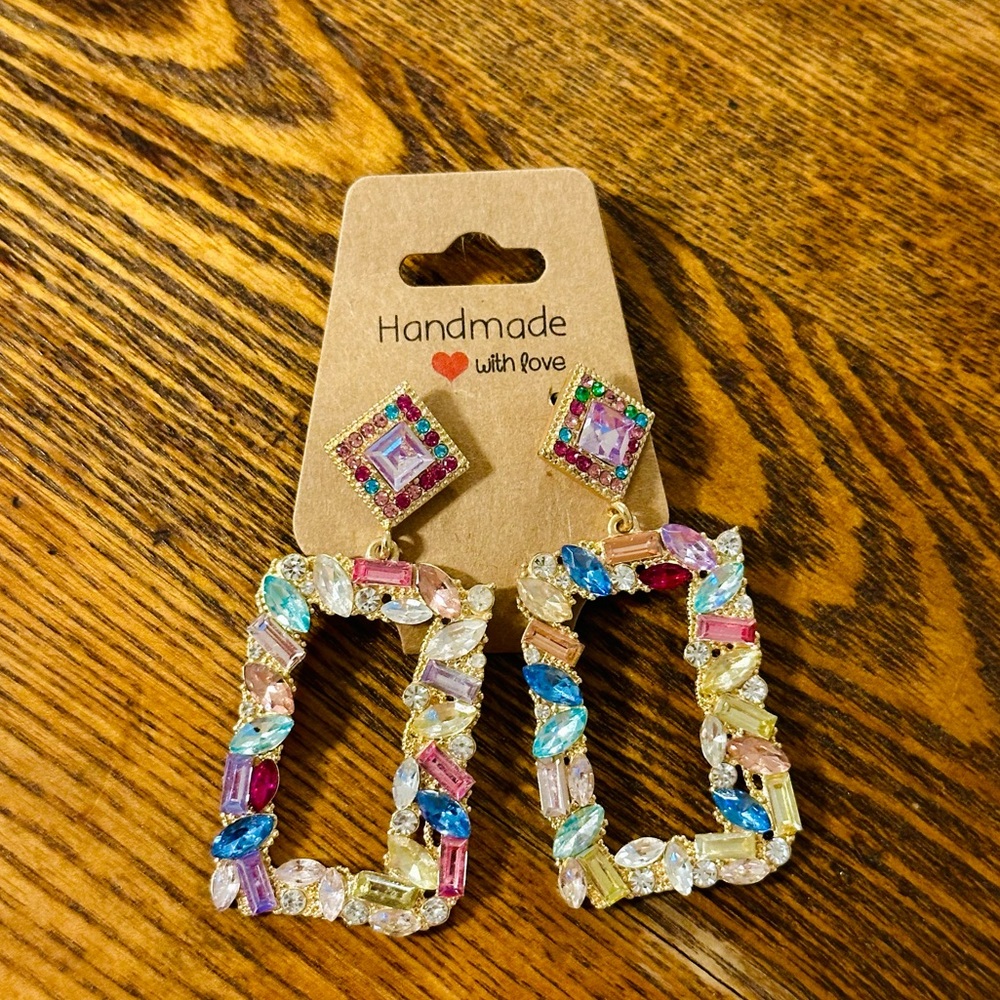 Colorful gem earrings